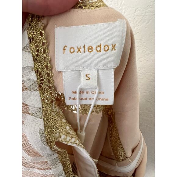 Anthropologie Foxiedox White Gold Lace Sleeveless Maxi Dress Size Small - Picture 13 of 15